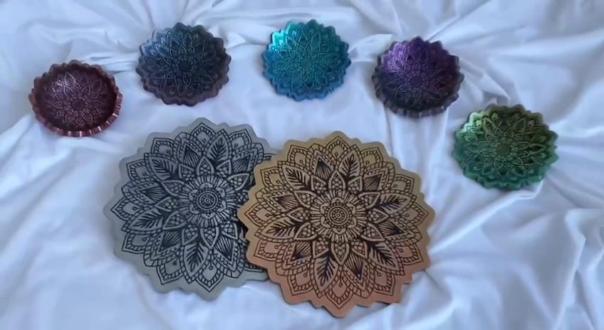 Iridescent Mandala Dishes — decor resin artwork by Lida